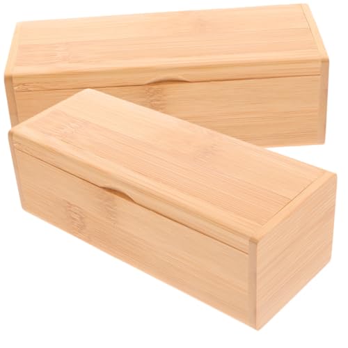 Holibanna 2Piezas Caja De Almacenamiento De Bambú Caja De Madera De Bambú Para Manualidades y Organización y Funcional Para Oficina