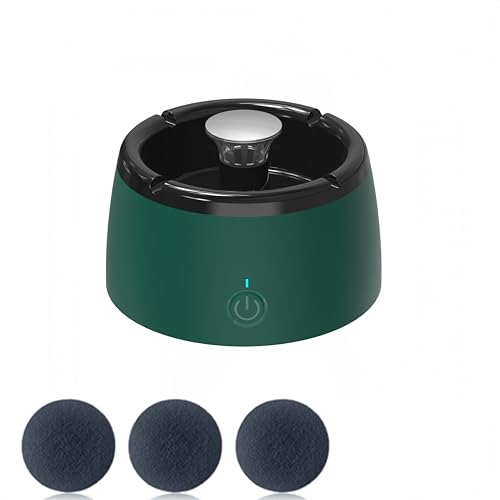 2 in 1 Air Purifier Multifunctional Smokeless Ashtray USB Rechargeable Ash Tray Electronic Ashtray with Filter, Best for Home Office (Green/Black)