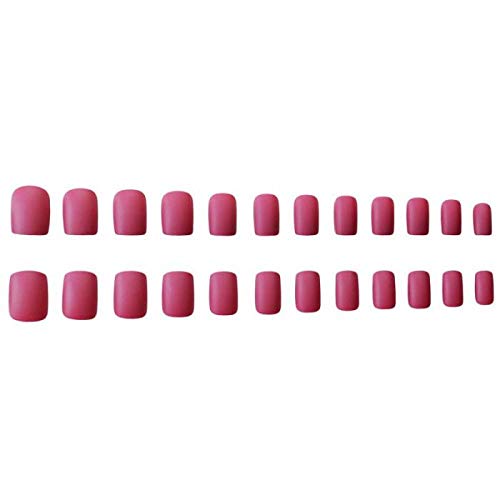 TJJF Falsche Nägel Rose Red Matte Fake Mit Klebenägeln Einfarbige Nägel Quadratischer Kopf Kurze Falsche Nägel Acryl… – Bild 4