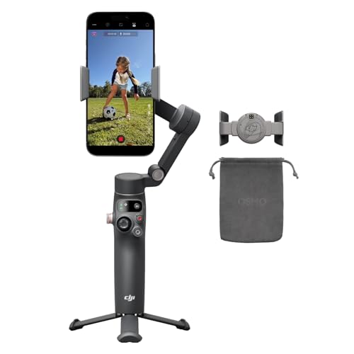 Bundle Standard DJI Osmo Mobile 8, nacelle stabilisatrice pour Smartphone, Rotation panoramique à 360°, Barre d’Extension et trépied intégrés, Batterie de 10 h