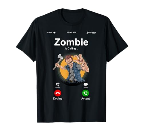 Photo de Cool Zombie Is Calling Halloween Zombie Graphic Design Style T-Shirt