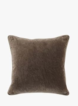 Desert Taupe Heirloom Velvet Pillow 22 x 22 Inch with Insert, Overdyed and Stonewashed Cotton Velvet Cushion with Feather and Down Fill