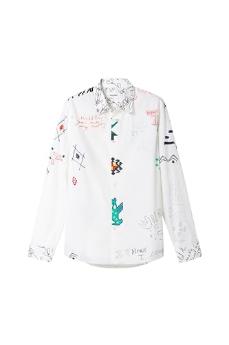 Desigual T-Shirt Cam_Santi pour Homme, Blanc., Medium