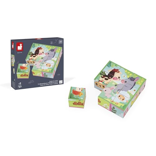 Puzzles 9 cubes : animaux de la ferme Juratoys Janod - vue 9