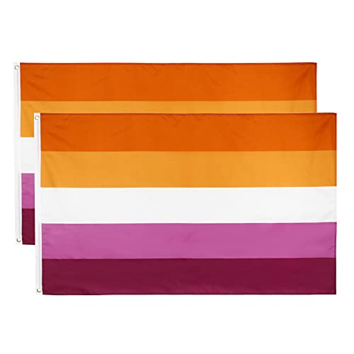 FLAGLINK Lesbian Pride Flag 3x5Fts - LGBT Rainbow Banner 2 Pack - Lesbian 2 Pack