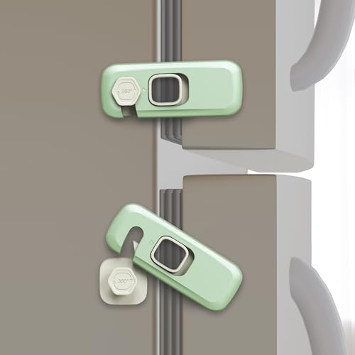 Heart of Tafiti 5 Pack Childproof Refrigerator Lock, French Fridge Door Latches, Baby Safety Locks for Cabinet, Cupboard, Drawers, Dishwasher, Oven, Closet, Strong Adhesive-Easy to Install, Green