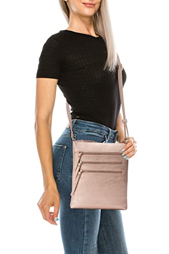 Image of Solene Crossbody Bag Functional Multi Pocket Messenger Purse Top Zip Closure Shoulder Handbag With Adjustable Strap