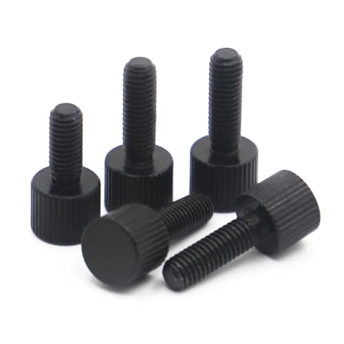 5pcs M2 M2.5 M3 M4 Black Carbon Steel Thumb Screw Plain Type Metric Knurled Head Manual Adjustment Screw Metal Screws(12mm,M2 5pcs)