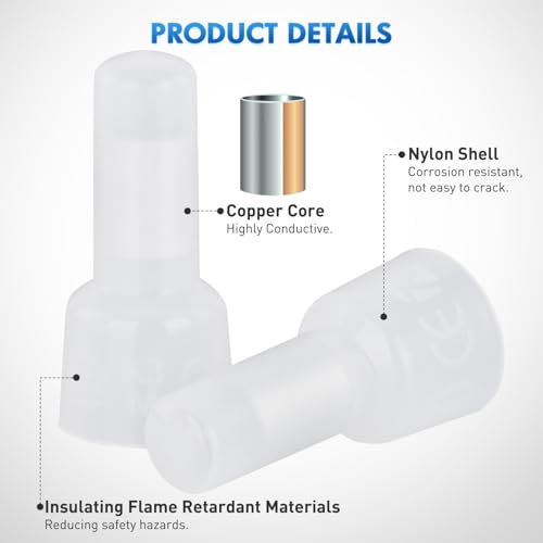 Image of Nilight 300PCS CE5 Closed End Crimp Terminal 12-10 Gauge Nylon Insulated Closed End Wire Cap Wire Connectors Crimp Cap Terminals Connectors for Automotive Car Truck Boats Marine Electrical Wiring