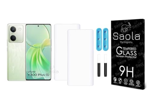 Image of Saola 2-Pack UV Curved Tempered Glass for Vivo Y300 Plus | 9H Hardness | Edge-to-Edge Full Screen Coverage | UV Light Installation | Scratch Resistant | Case Friendly Screen Protector. (6.78 Inches)