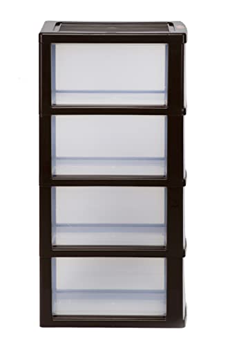Image of Joyful Tower 4 Plastic Modular Drawer System for Home, Office, Hospital, Parlor, School, Doctors, Home and Kids (Medium /Brown4)