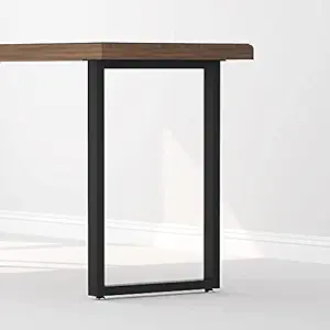 PRAMUKH FASHION Metal Black Table Legs Heavy Duty Square Iron Metal Desk Legs Set of 2 28? Height 18? Wide Furniture Legs,Dining Table Legs,Industrial Table Legs Only Legs Without Board (Square Black)