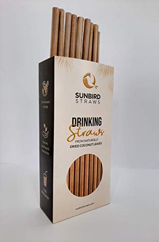 Image of SUNBIRD Coconut Leaf Drinking Straws, Organic, Biodegradable, Sustainable, Eco-Friendly Product (Regular Straw Diameter 6mm X Length 8'', Pack of 50)