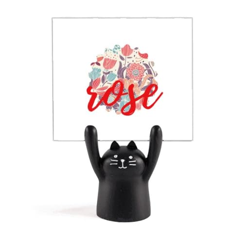 Porte-mémo chat noir fleuri pour décorer votre cuisine ou votre entrée