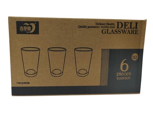 Image of Deli Glassware Drinking Glasses Set, 240ml, 6 Pieces, Clear Glass