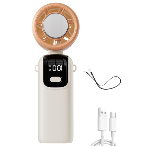 Portable Handheld USB Fan 29000 RPM High-Speed Turbo Fan 4000mAh Rechargeable Mini Hand Held Cooling Fans, LED Display, 6H Runtime, 6 Wind Gear, Lightweight Neck Cooler for Travel/ Commute/ Outdoor