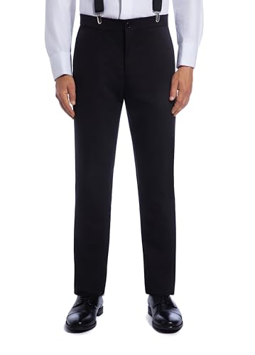 Geoffrey Beene Men's Tuxedo Dress Pants, Black with Satin Stripe, Polyester Blend, Unfinished Hem