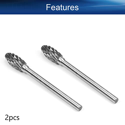 Fresas rotativas Auniwaig 0.24 pulg, doble patrón, acero tungsteno, 3mm vástago, 2 piezas miniatura 4