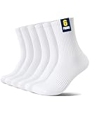 Huglux Mens Athletic Crew Socks 6 Pairs, White Running Socks for Men & Women,Cushion Training socks, Breathable Sports Sock for Outdoor,Basketball,Hiking,Running (6 pairs white)
