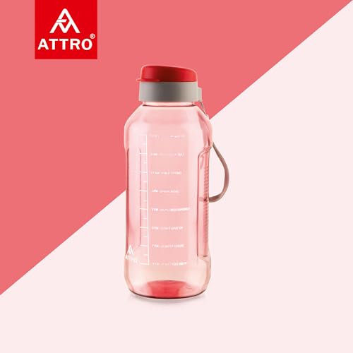 Image of ATTRO Ultra Pro Motivational 1.5-Liter BPA-Free Water Bottle with Leak-Proof Flip-Top Cap, Nylon Strap and Stylish Color for Daily Hydration- Red-Set of 2