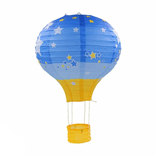 10/12/14/16inch Rainbow Hot Air Balloon Paper Lantern Lampshade Ceiling Christmas Wedding Party Bar Hanging DIY Decoration-Blue Star,12inch 30cm