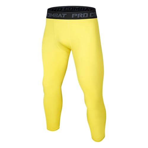 Pantalones de compresión para niños, mallas de secado rápido hasta la pantorrilla para correr, entrenamiento, deportes, yoga, amarillo, 9-10 años