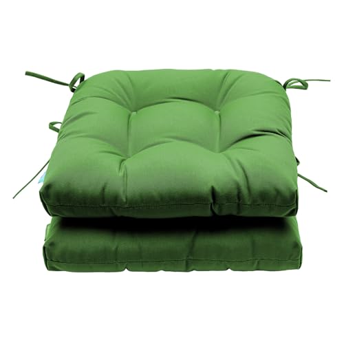 Image of QILLOWAY Outdoor Patio Cushions Set of 3, Wicker Furniture Cushions with Ties, Waterproof Loveseat & Seat Cushions for Patio Bench, Porch Chair, Outdoor Replacement Cushions, Green