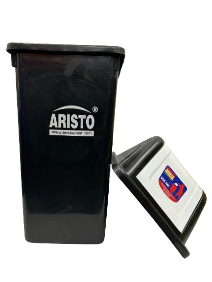 Image of ARISTO Square Swing Lid Plastic Dustbin 60 LTR (Black)