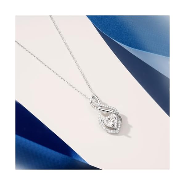MOOSEA Infinity Moissanite Pendant Necklace, 1-3ct Lab Created Moissanite Necklace 925 Sterling Silver Anniversary Birthday Wedding Gifts for Women Wife Her, Dainty Heart Necklaces Jewelry Gift - Image 6