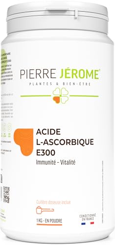 Acide L-Ascorbique E300 en Poudre Pierre Jérôme - 1000 G - Vitamine C Pure et Naturelle - Complément Immunité et Additif Alimentaire Cuisine Pâtisserie - 1 KG
