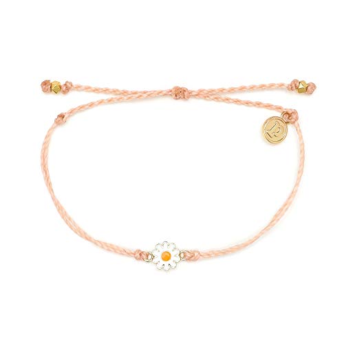 Pura Vida Gold Daisy Blush Bracelet - Waterproof, Artisan Handmade, Adjustable, Threaded, Fashion Jewelry for Girls/Women