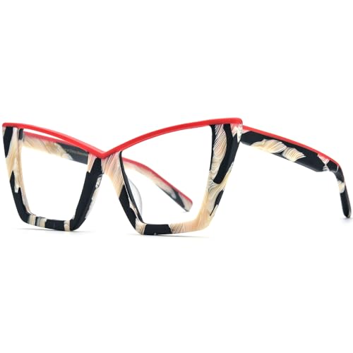 Image of HEPIDEM Gradient Multicolor Acetate Glasses Frame Women Big Oversize Eyeglasses 2023 New Spectacles Eyewear