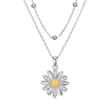 LABBAO Diamond Daisy geschichtete Halskette S925 Sterling Silber Daisy Blumenanhänger Halsketten mit im Labor gezüchtetem Diamantschmuck Geschenke für Frauen