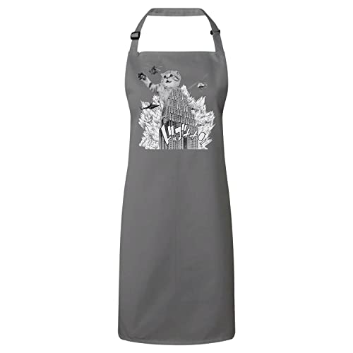 Tablier de cuisine gris chaton art surréaliste aux finitions premium
