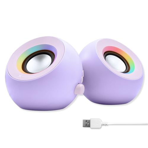X9 Performance Purple Computer Speakers for Desktop PC with RGB Lighting, Bluetooth, USB, and AUX - Triple Mode Connection, Dual 2.25" Drivers for Work and Play - Bluetooth PC Speakers - Purple by X9 Performance - Used condition - US$45.83