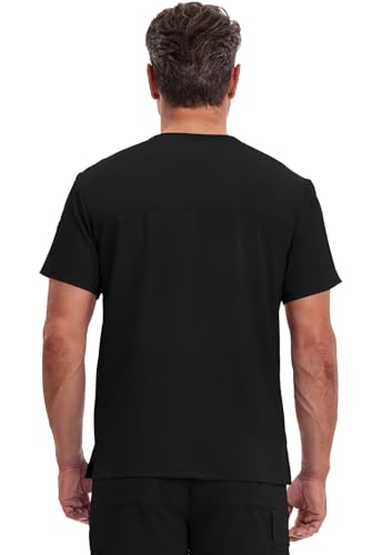 Image of Dickies EDS Essentials Scrubs for Men V-Neck 360 Stretch Medical Scrub Top | Relaxed Fit, 2 Pocket Design, 360 Stretch, Moisture Wicking Fabric, Durable Construction, Side Vents, Easy Care