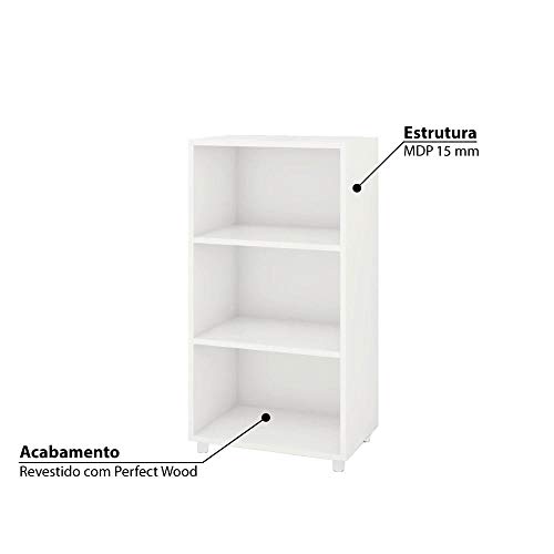 Estante Livreiro Modular Tica 45 cm com 3 Nichos - Branco