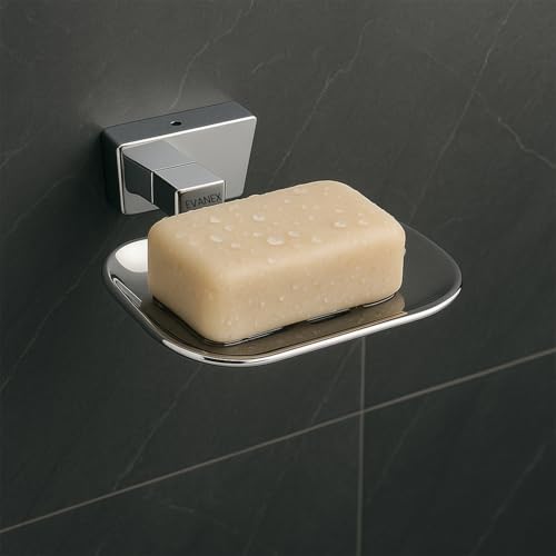 Image of EVANEX Soap Dish for Bathroom | 304 Grade Stainless Steel Soap Dish Tray | Wall Mounted Soap Holder with Drainage Slots | Corrosion Free Modern Design (Aquarius)