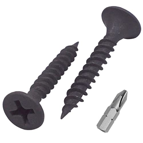 SKIR'CO (500 pcs) Black Phosphate Finish 3.5 x 25 mm Drywall Screws, Fine Thread, Phillips Bugle Head