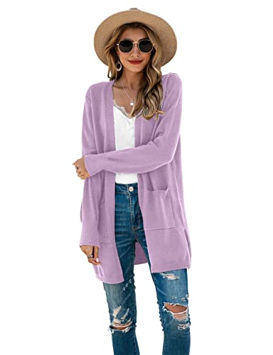 Image of TASAMO Cardigan Sweaters for Women Long Sleeve Open Front Casual Knit Fall Coat Oversized Soft Outwear with Pockets
