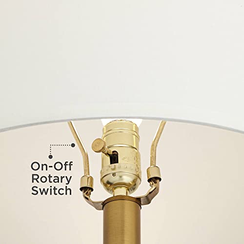 wall lamp Luke 30" Tall Large Geometric Mid Century Modern Coastal End Table Lamp White Finish Single Fabric Shade Living Room Bedroom Bedside Nightstand House Office Home Reading wall lamp - Image 6