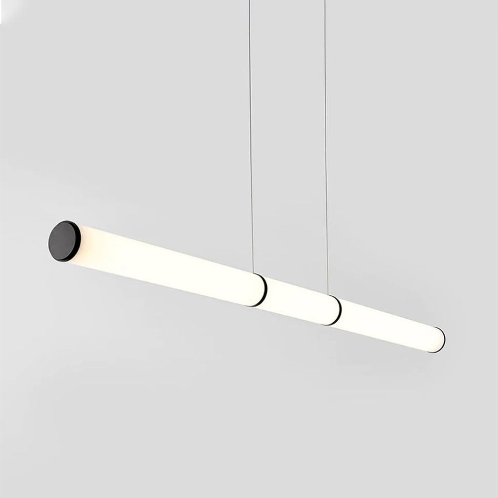 HXYSXHJUO Linear Chandelier LED Acrylic Tube Pendant Light Long Strip Hanging Lamp Minimalist Kitchen Island Lighting Fixture 32W Chandeliers for Dining Table Office Living Room