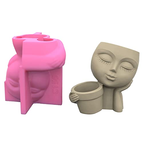 Nawwgy for Creative Human Face for Silicone Mold Succulent Flowerpot Clay Cement Plaster Molds Home Garden Flower Pots