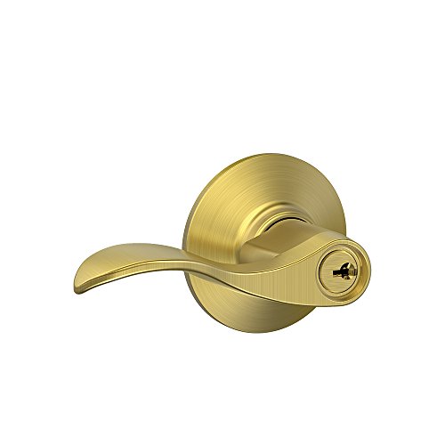 SCHLAGE Accent Lever Keyed Entry Lock in Satin Brass - F51A ACC 608