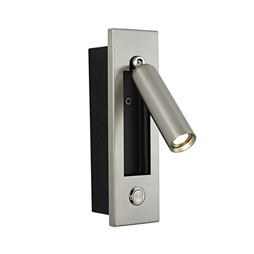 Naścienna lampa LED do czytania z regulowanym ramieniem obrotowym i ładowaniem USB, 3 W 3000 K ciepłe białe światło, kąt świecenia 30° do sypialni lub hotelu