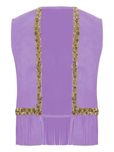 Girls Western Party Vest Faux Suede with Sequins Tassel Trim Open Front Waistcoat3