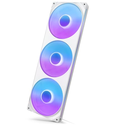 Image of NZXT F420 RGB Core - 420mm Single-Frame Fan Unit with 3 x 140mm RGB Fans - Speed & Lighting Control - High Static Pressure & Airflow - Fluid Dynamic Bearings - 8 aRGB LEDs Per Fan - White
