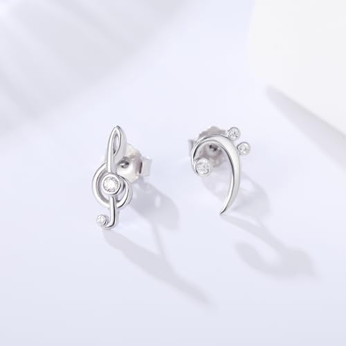 925 Sterling Silver Music Note Earrings Stud Musical Treble Bass Clef Jewelry Gifts Ideas for Music Lovers Women Musician Students2