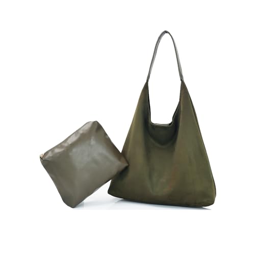 LNORMIA Suede Hobo Bag for Women-Suede Purse Slouchy Brown Tote Handbag, Large Shoulder bag for Travel and Work