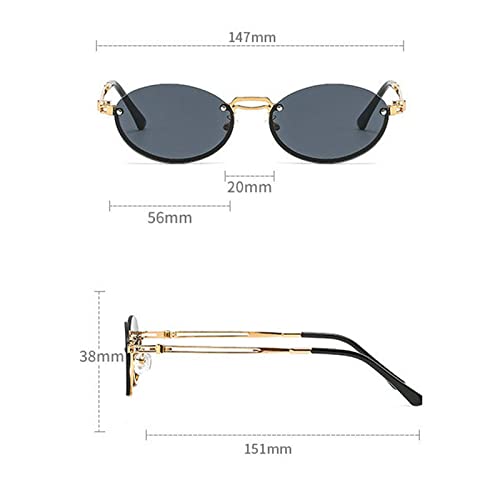 COTIA Retro Rimless Sunglasses Men Women Small Oval Punk Hip Hop Sun Glasses4
